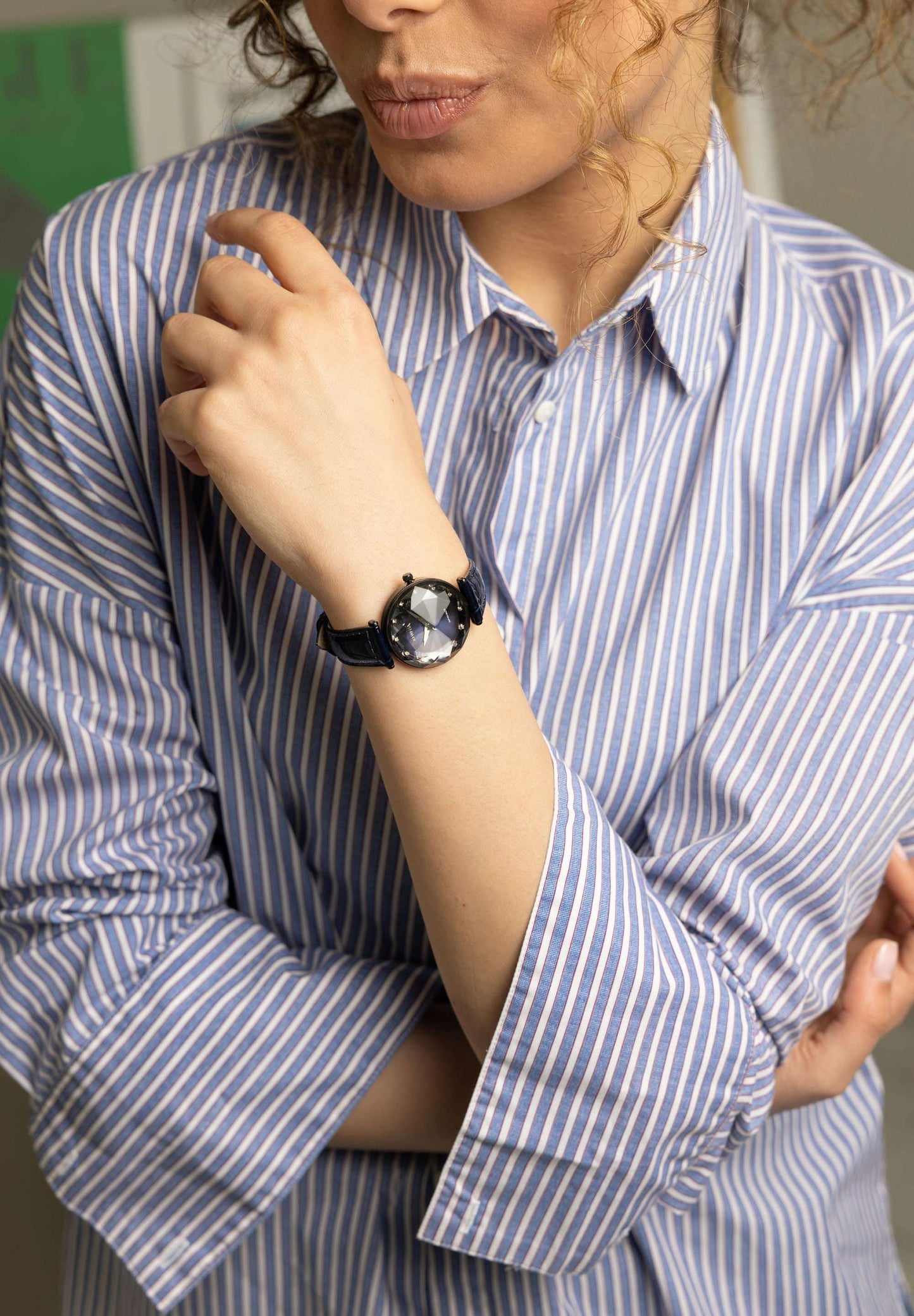 Black swiss watch for men and women - all swiss made with black leather strap and black dial