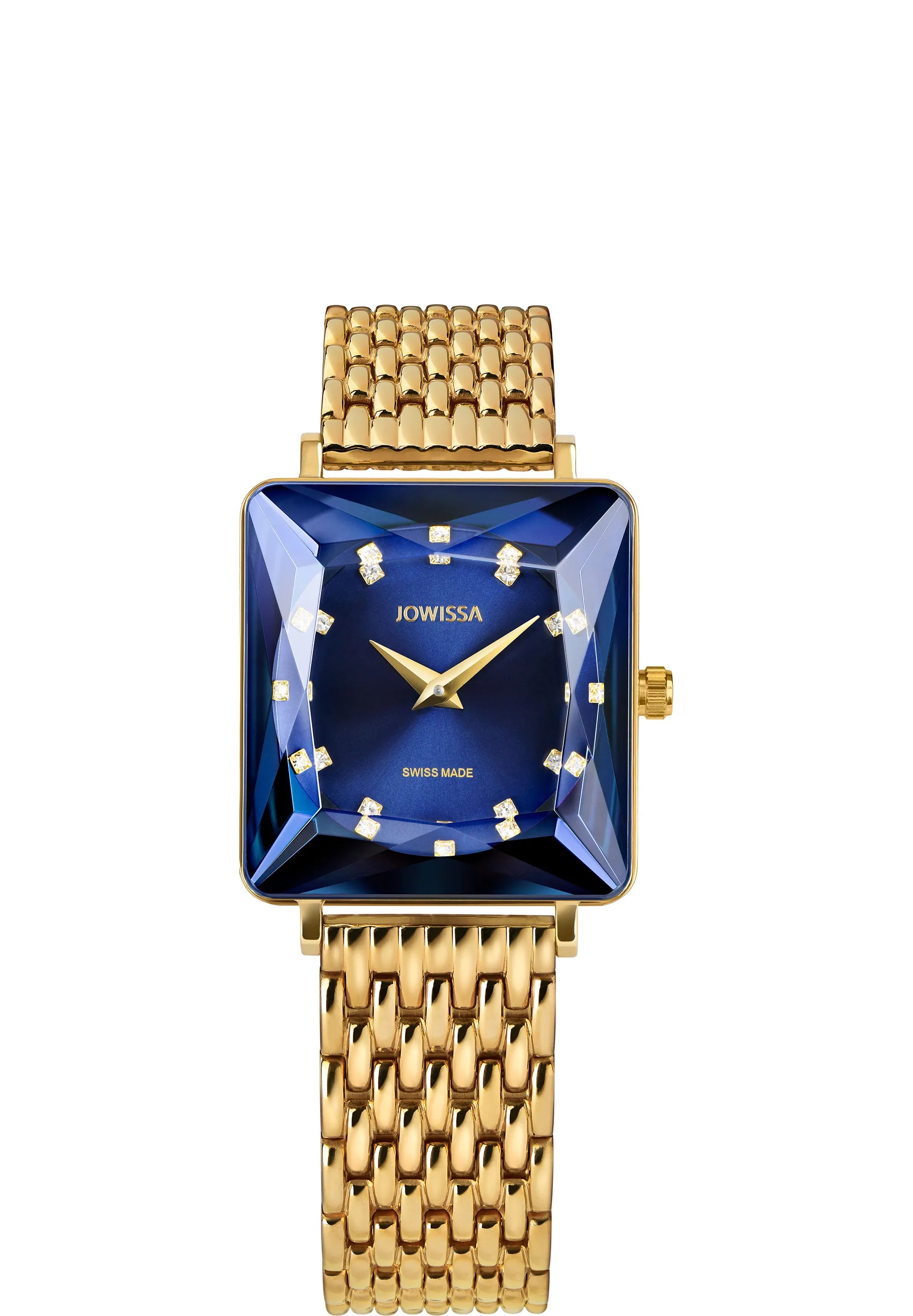 Facet Princess Navy Blue Square Face Ladies Dress Watch 