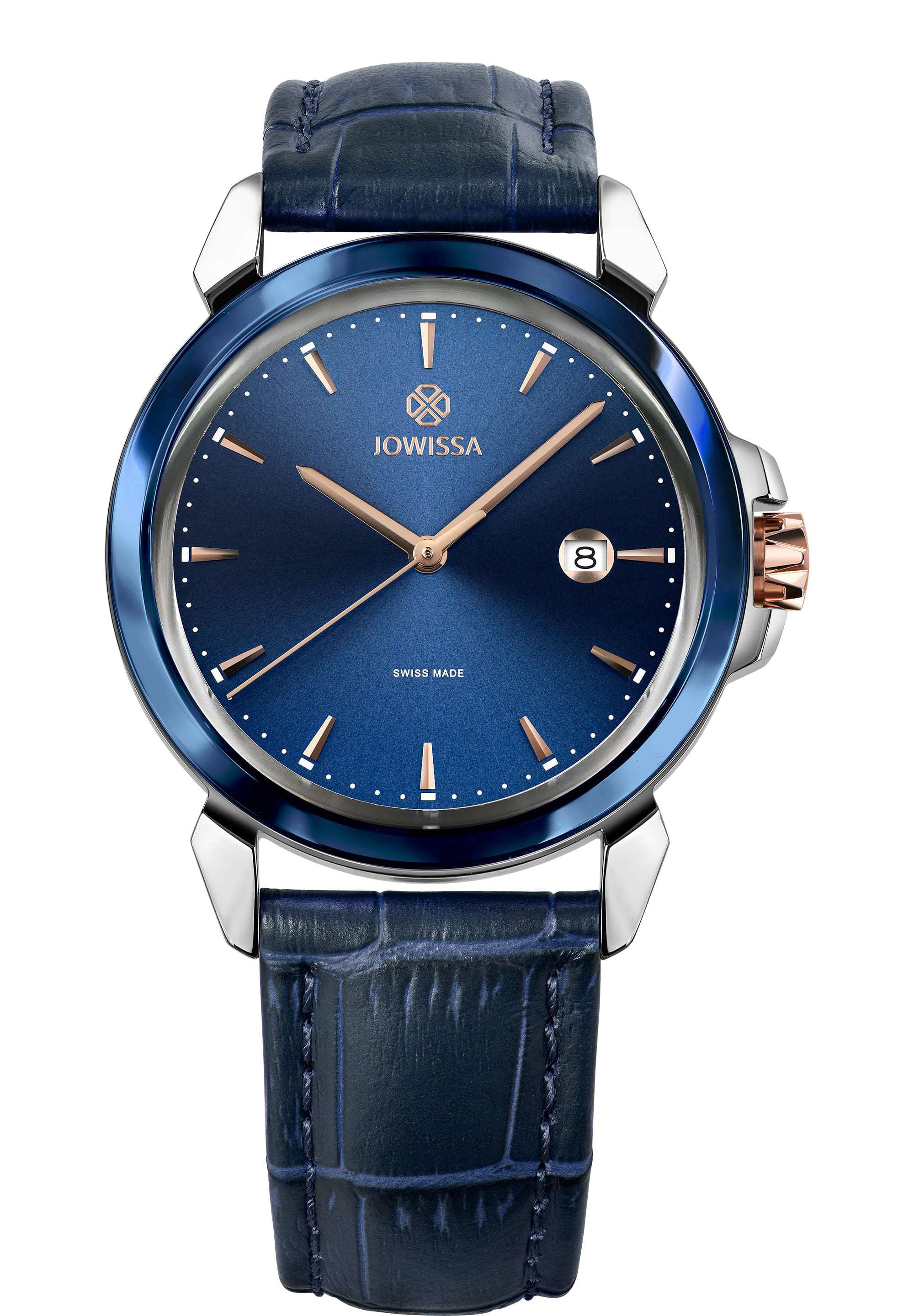 LeWy 3 Edgy Dress Watch for Men Swiss Quartz Dark Blue Sunray Dial Leather Swiss Made J4.341.L LeWy 3 Edgy Dress Watch for Men Swiss Quartz Dark Blue Sunray Dial Leather Swiss Made J4.341.L