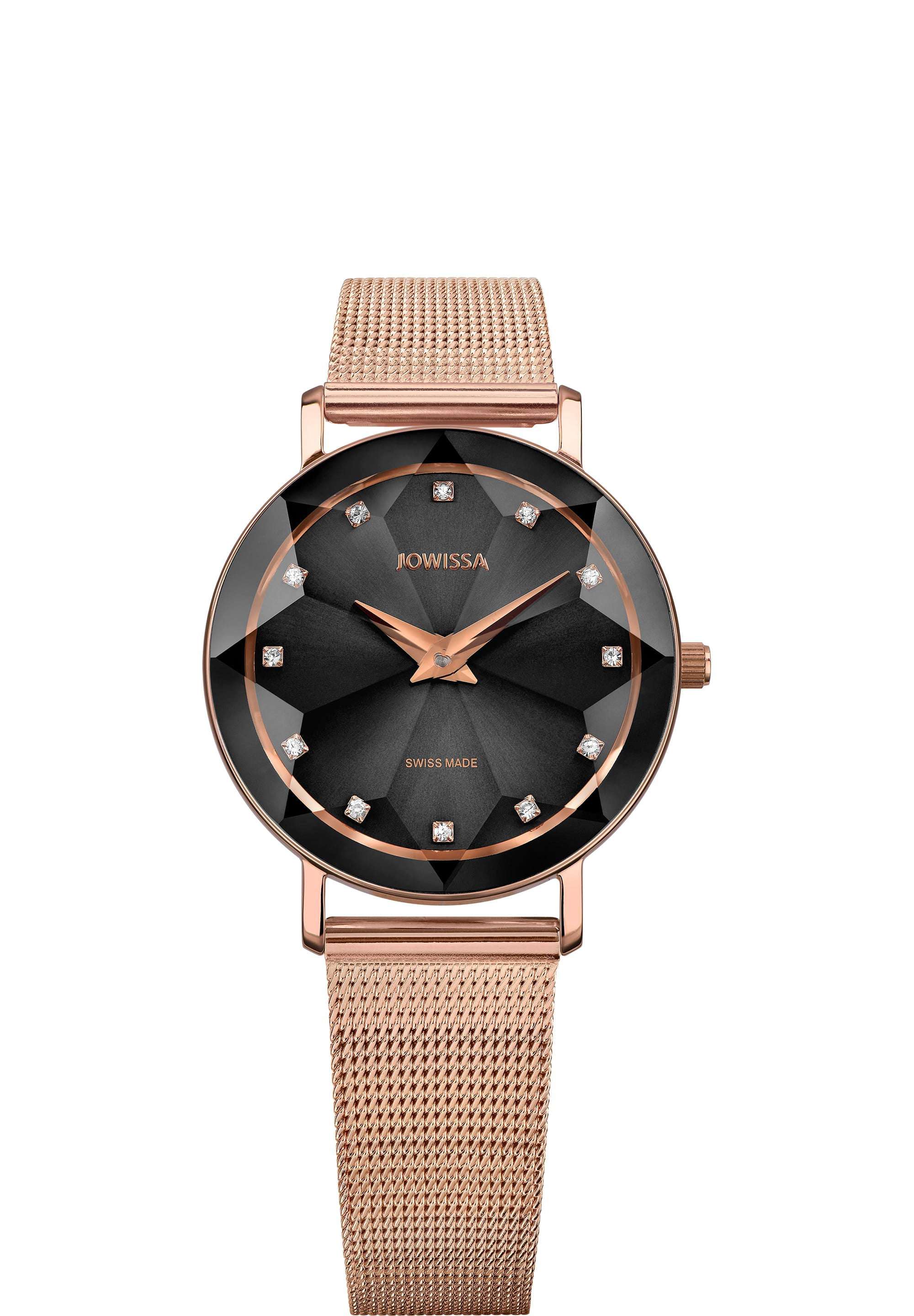 Facet Small Black Face Rose Gold Women's Watch with Mesh Bracelet 30mm Swiss Made J5.611.M Facet Small Black Face Rose Gold Women's Watch with Mesh Bracelet 30mm Swiss Made J5.611.M