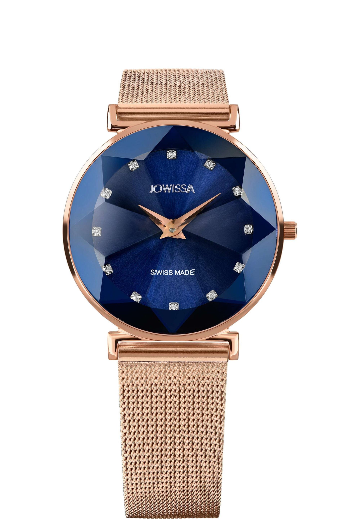 Blue swiss watch for ladies with gold strap and blue dial with gold details - womens blue watch all swiss made