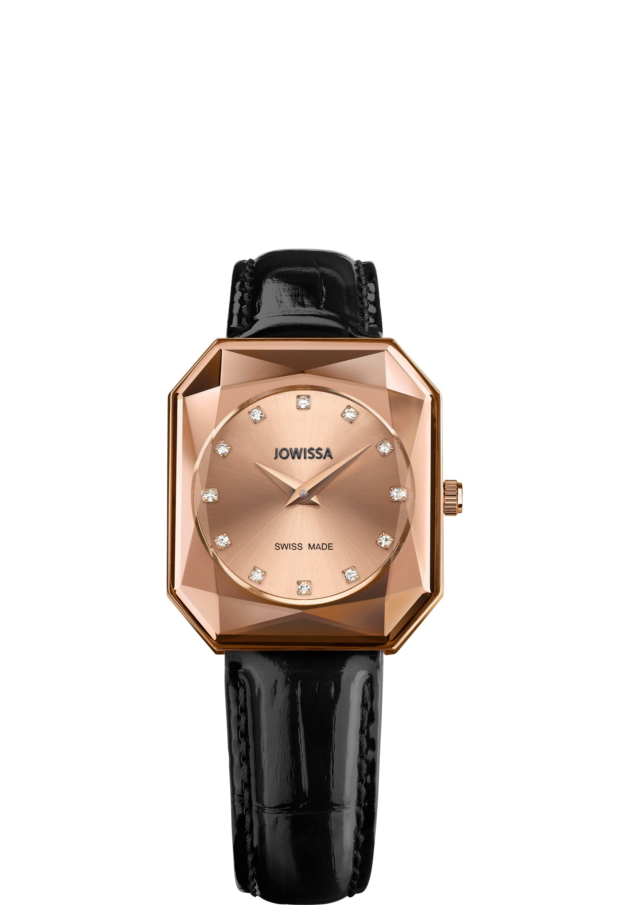 Facet Radiant Octagonal Dress Watch for Ladies 26mm Rose Gold Face with Facets Swiss Made J8.790.M Facet Radiant Octagonal Dress Watch for Ladies 26mm Rose Gold Face with Facets Swiss Made J8.790.M