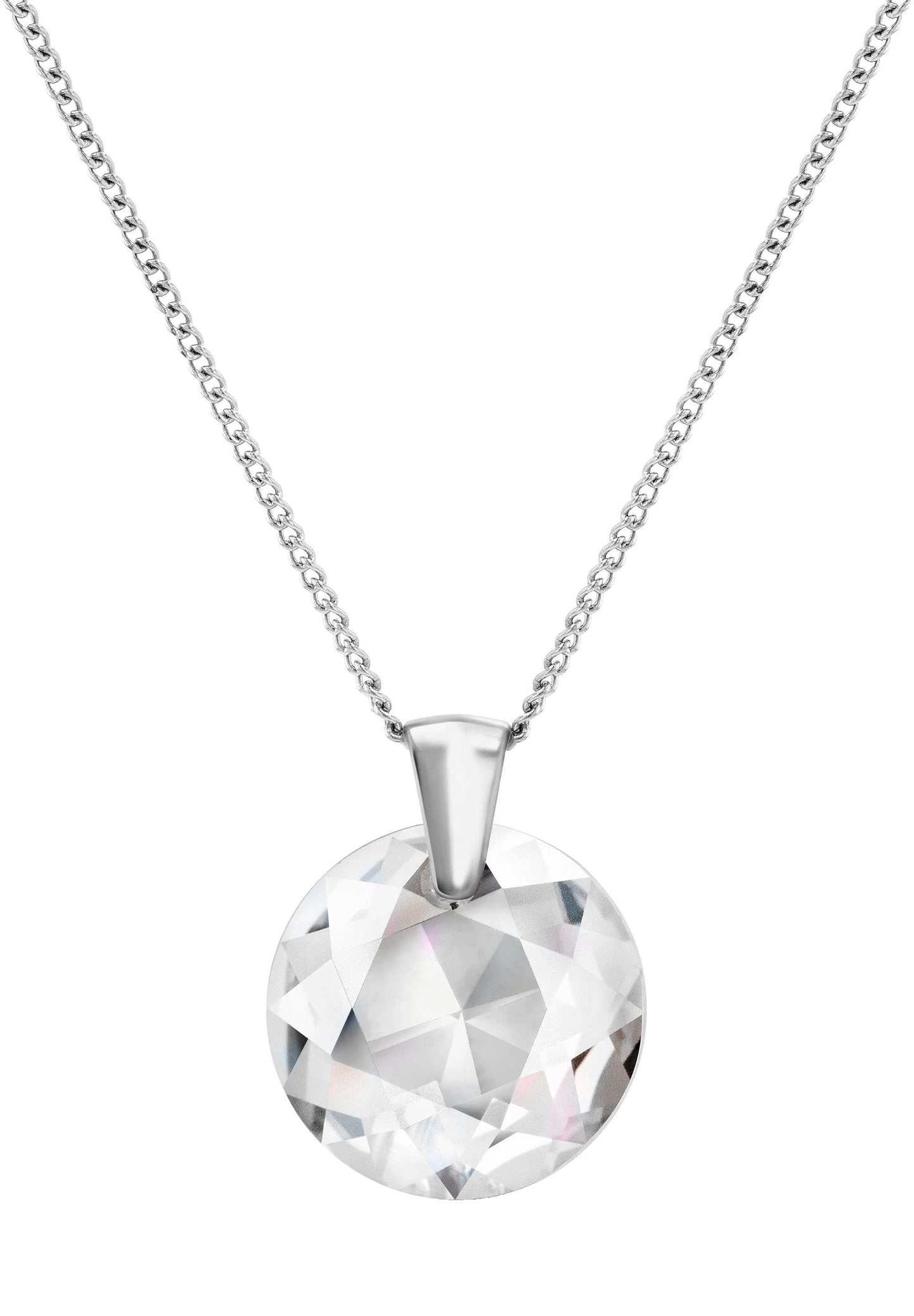 Front Image of Facet Brilliant | Womens | Necklace | Stainless Steel | silver | white Stone | Fashion Jewelry | JS.0044 | Jowissa | Austrian Crystal