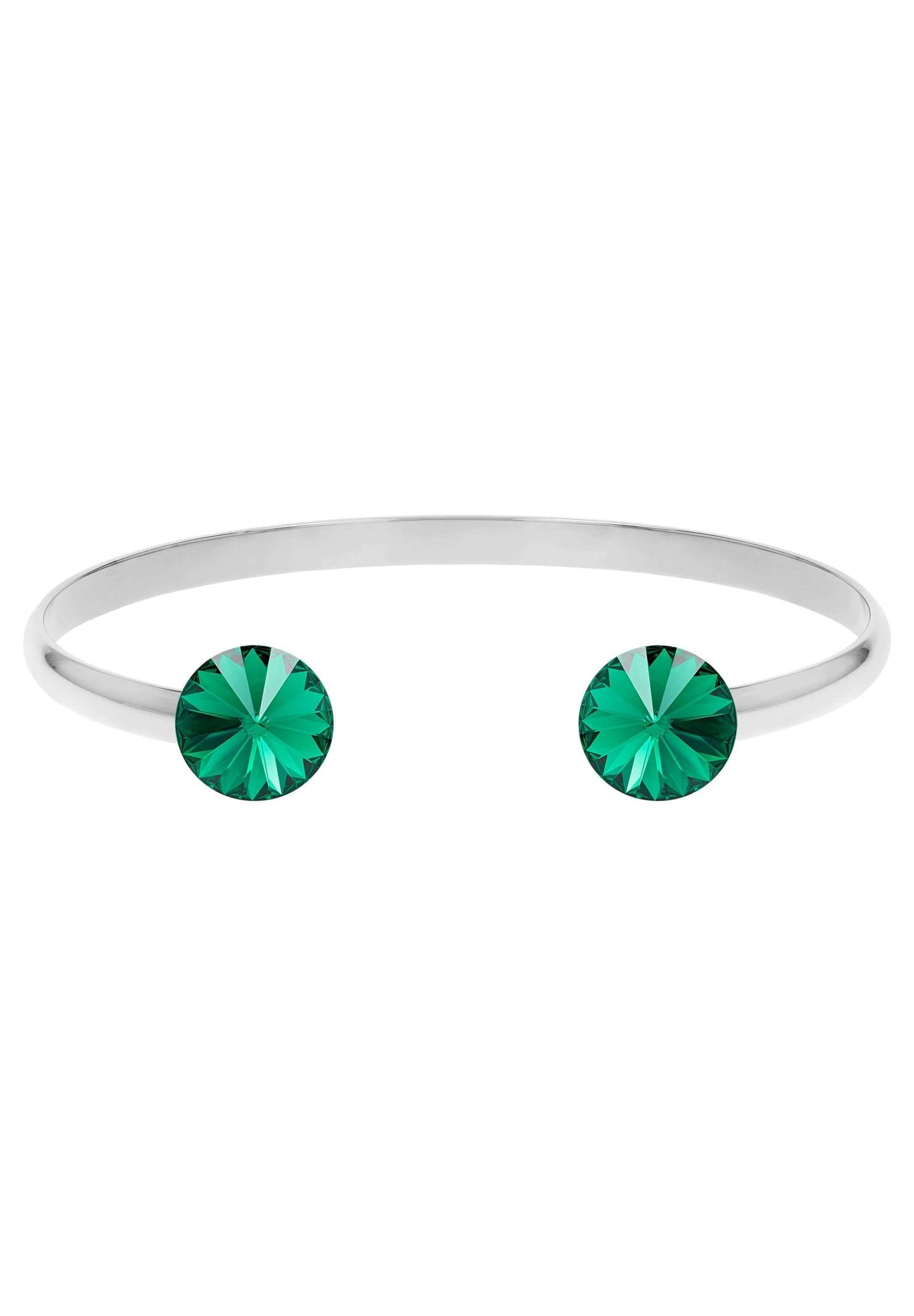Front Image of Facet Pyramid | Womens | Bracelet | Stainless Steel | silver | green Stone | Fashion Jewelry | JS.0066.S | Jowissa | Austrian Crystal