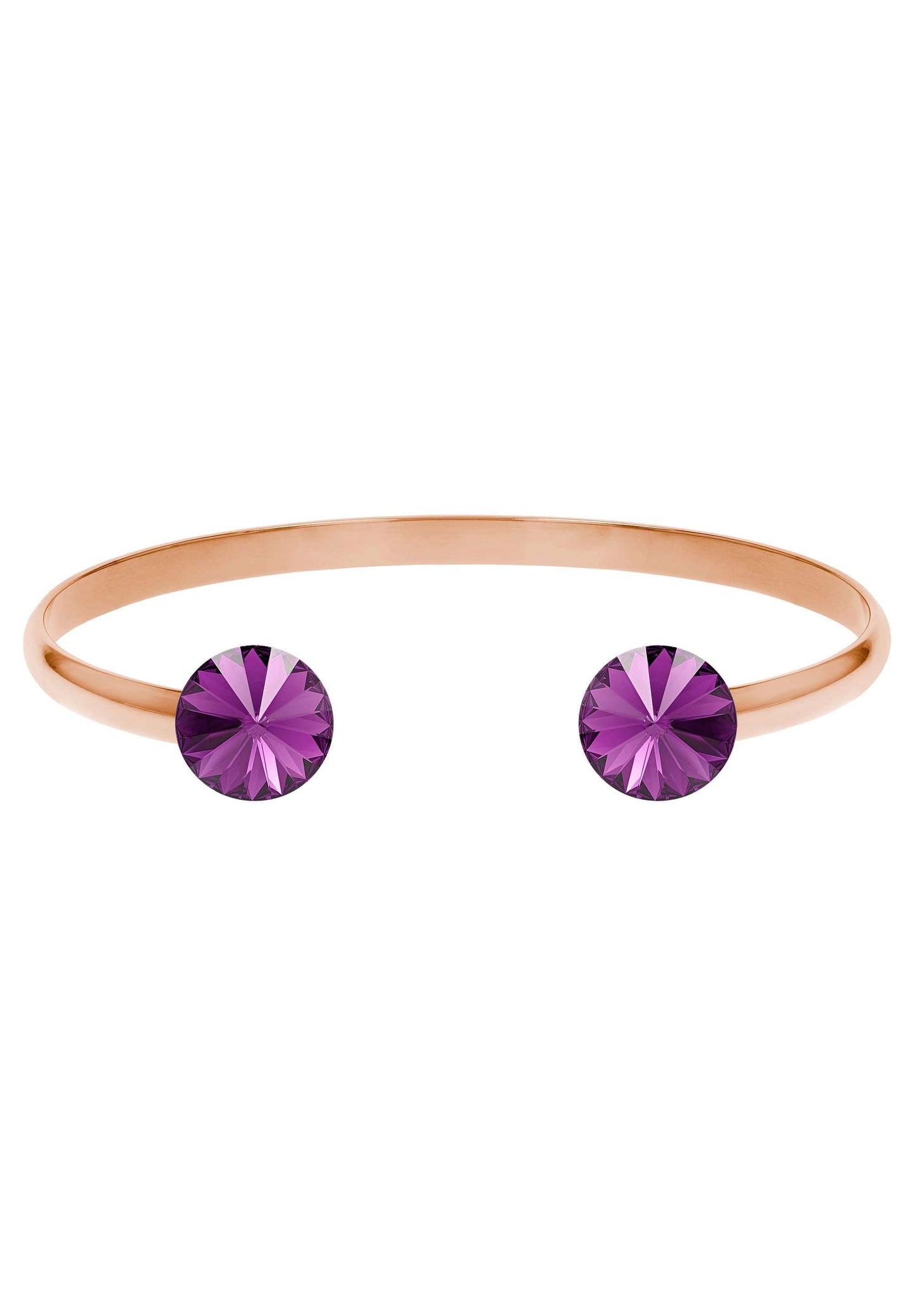 Front Image of Facet Pyramid | Womens | Bracelet | Stainless Steel | rose-gold | purple Stone | Fashion Jewelry | JS.0067.S | Jowissa | Austrian Crystal