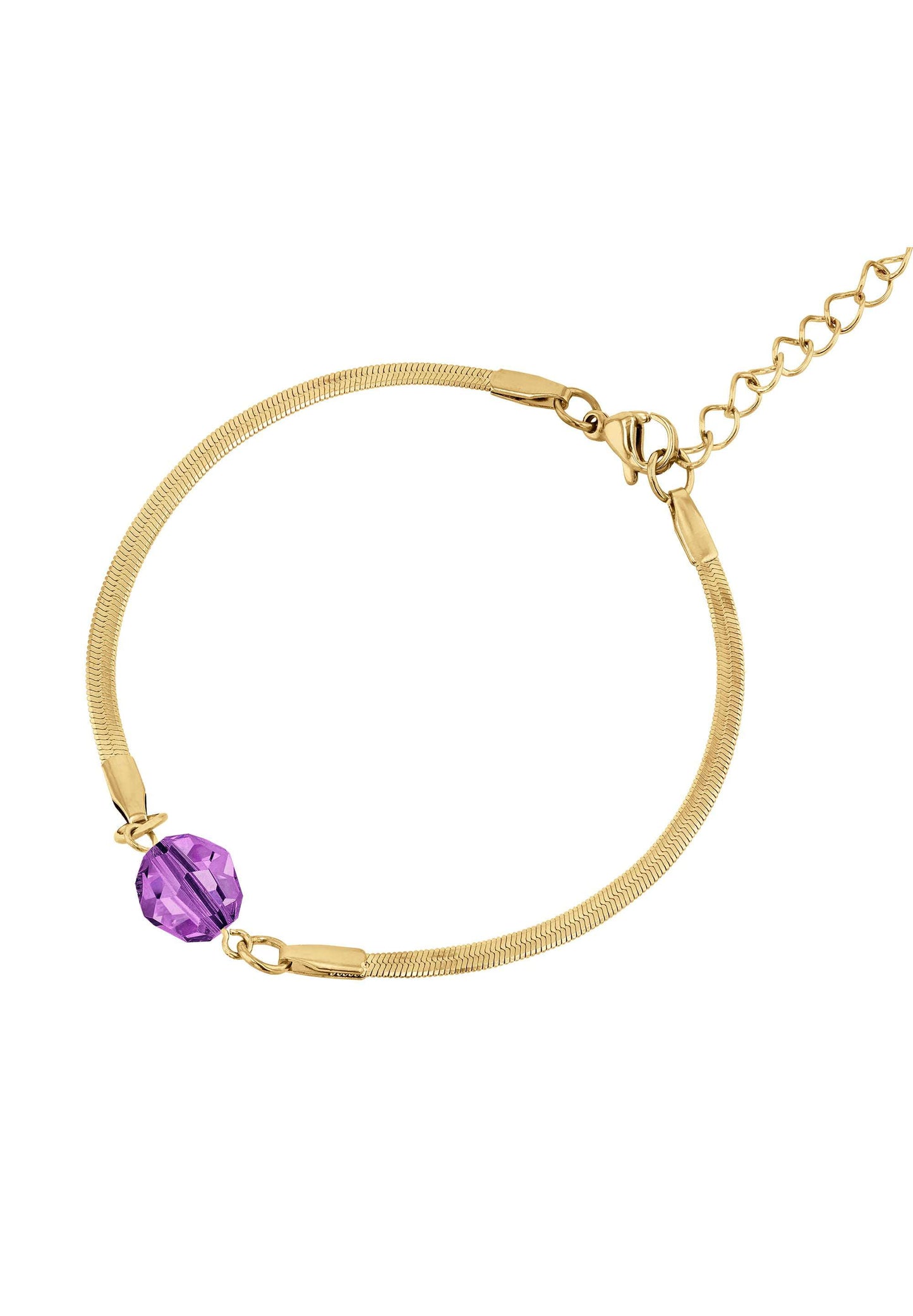 Front Image of Magic Facet | Womens | Bracelet | Stainless Steel | gold | purple Stone | Fashion Jewelry | JS.0083 | Jowissa | Austrian Crystal