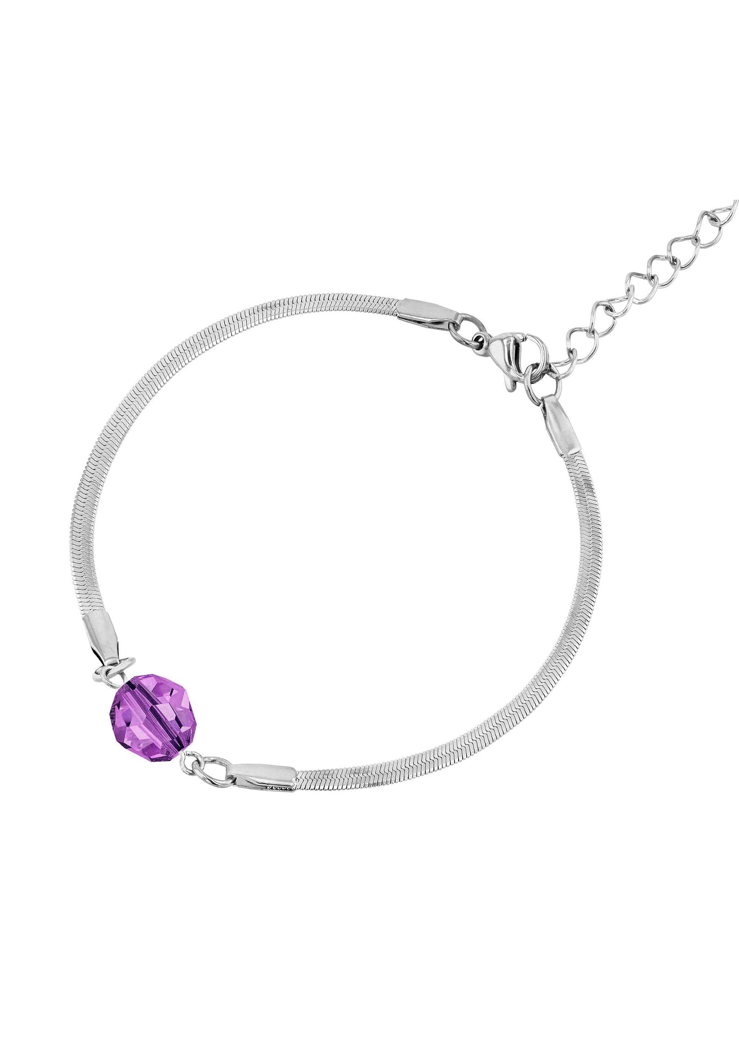 Front Image of Magic Facet | Womens | Bracelet | Stainless Steel | silver | purple Stone | Fashion Jewelry | JS.0084 | Jowissa | Austrian Crystal