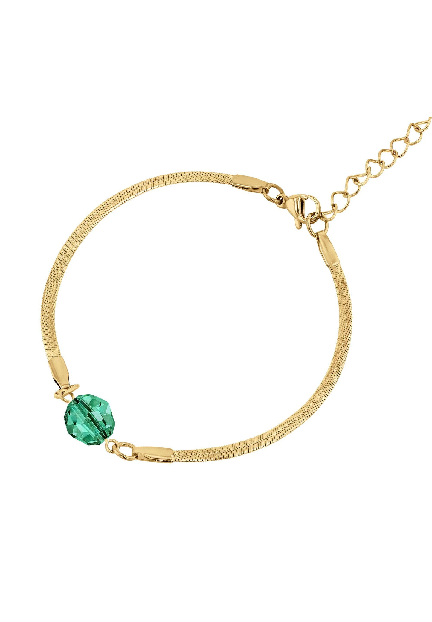Front Image of Magic Facet | Womens | Bracelet | Stainless Steel | gold | green Stone | Fashion Jewelry | JS.0085 | Jowissa | Austrian Crystal