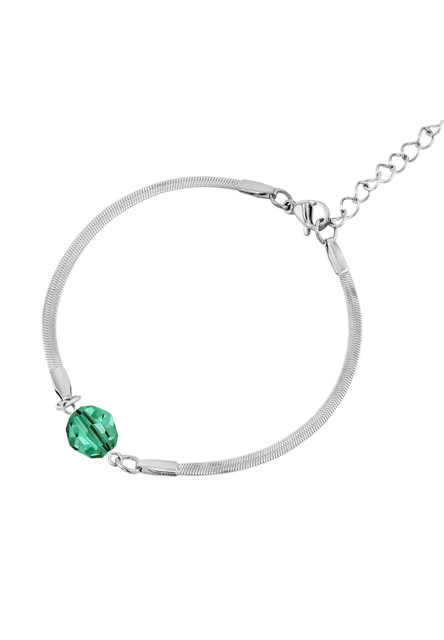 Front Image of Magic Facet | Womens | Bracelet | Stainless Steel | silver | green Stone | Fashion Jewelry | JS.0086 | Jowissa | Austrian Crystal