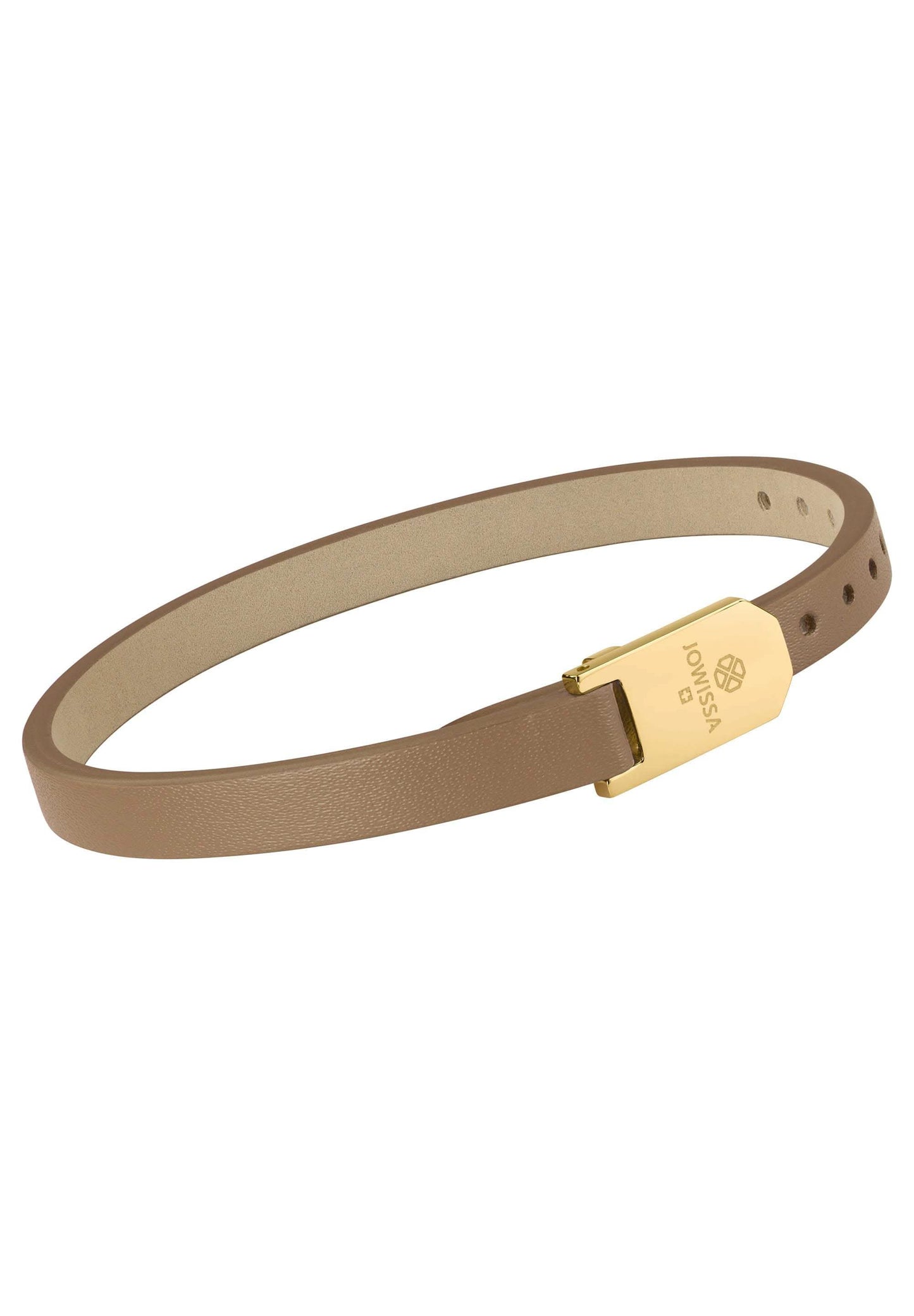 Front Image of Matt Plain Leather Strap | Womens | Leather Wristband | gold | brown | Fashion Jewelry | JS.0139 | Jowissa |