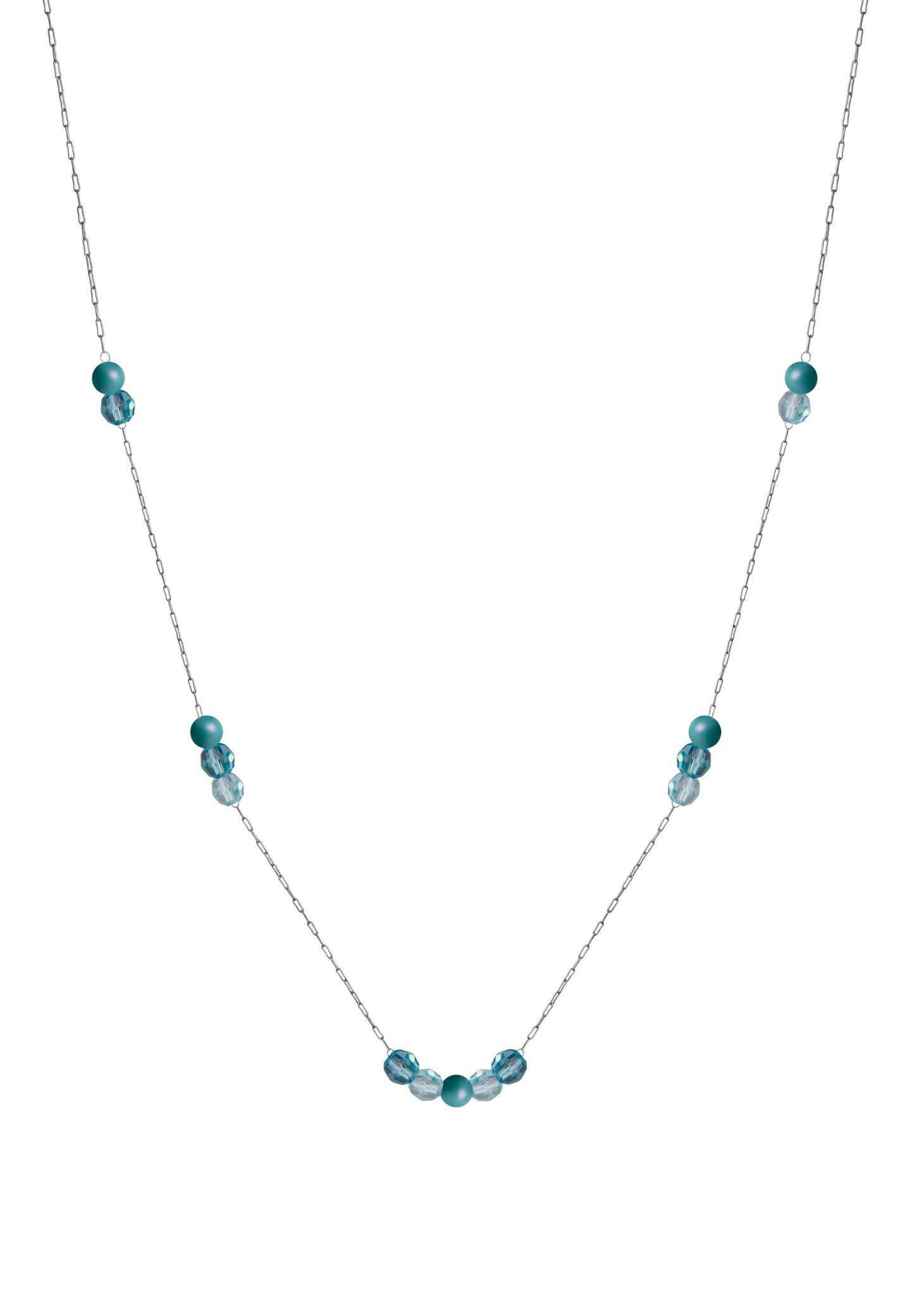 Front Image of Sphera | Womens | Necklace | Stainless Steel | silver | light-blue Stone | Fashion Jewelry | JS.0200 | Jowissa | Austrian Crystal