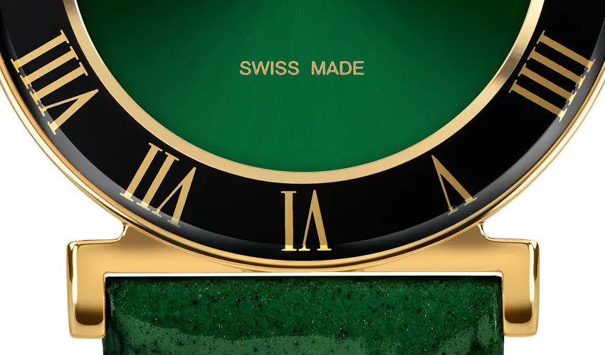Jowissa Roma Swiss Made watch with a green dial and watchmaker's four IIII Roman numeral display