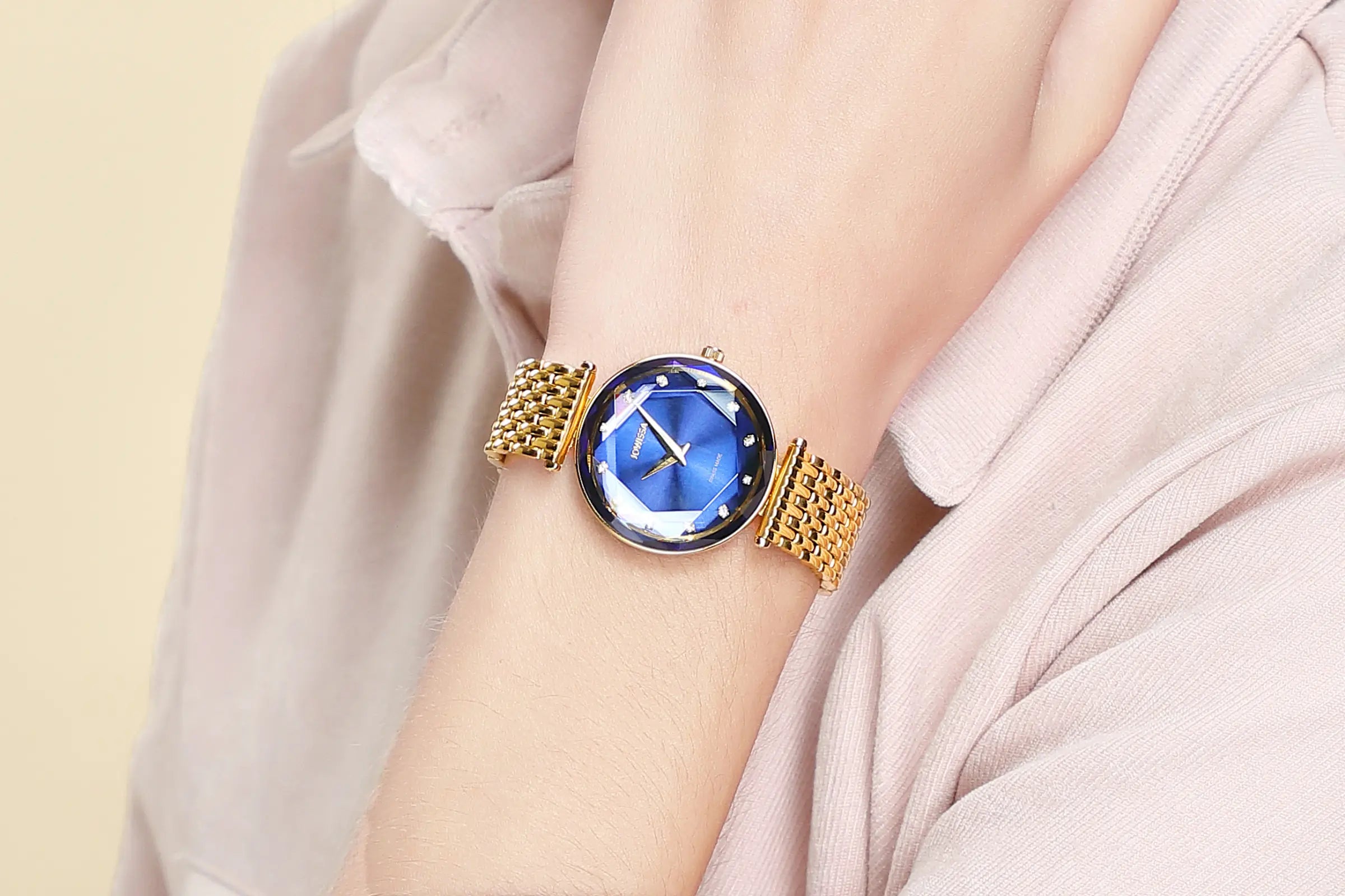 Navy Blue Ladies Watch by Jowissa: Midnight Blue Dial with Sunray Finish and Rose Gold Accents.