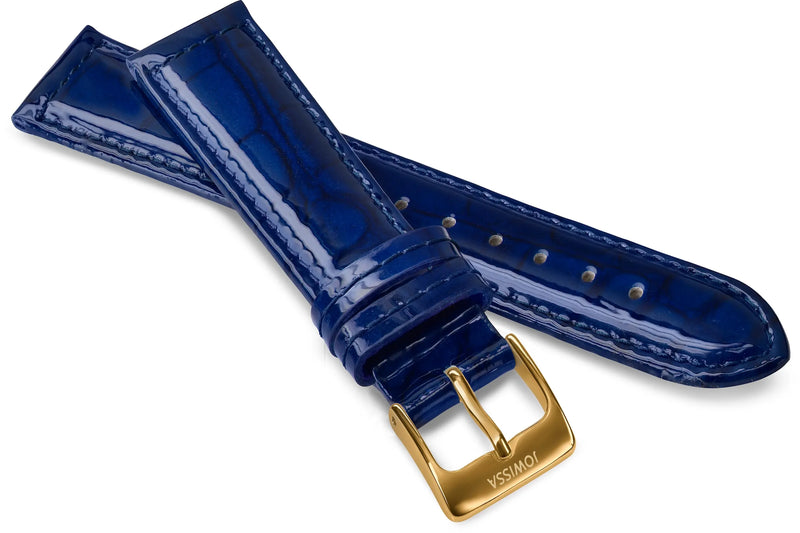 Genuine leather strap glossy in blue with a golden buckle from Jowissa