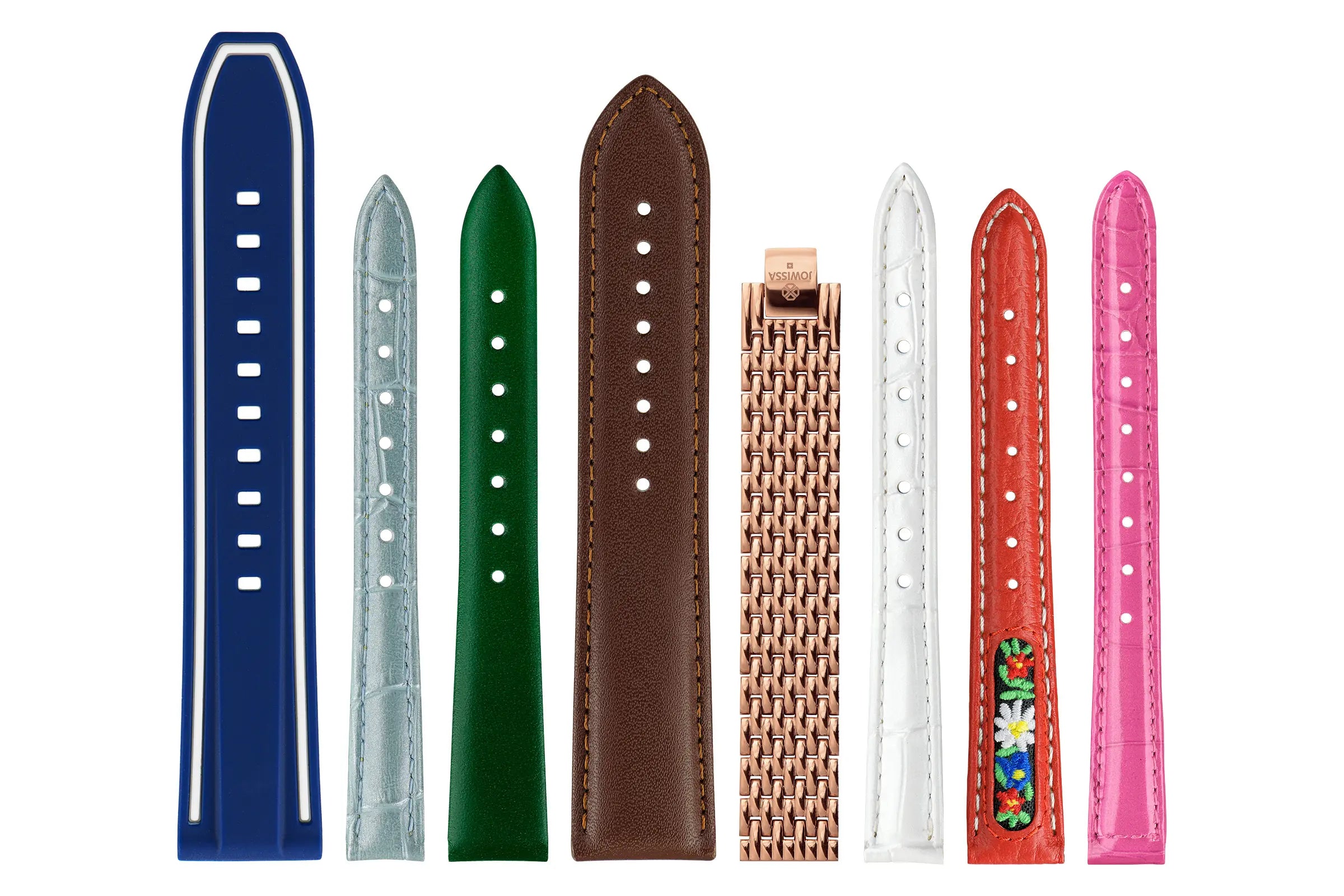 18mm Quick-Release Watch Bands by Jowissa: Interchangeable Leather and Stainless Steel Mesh Straps.