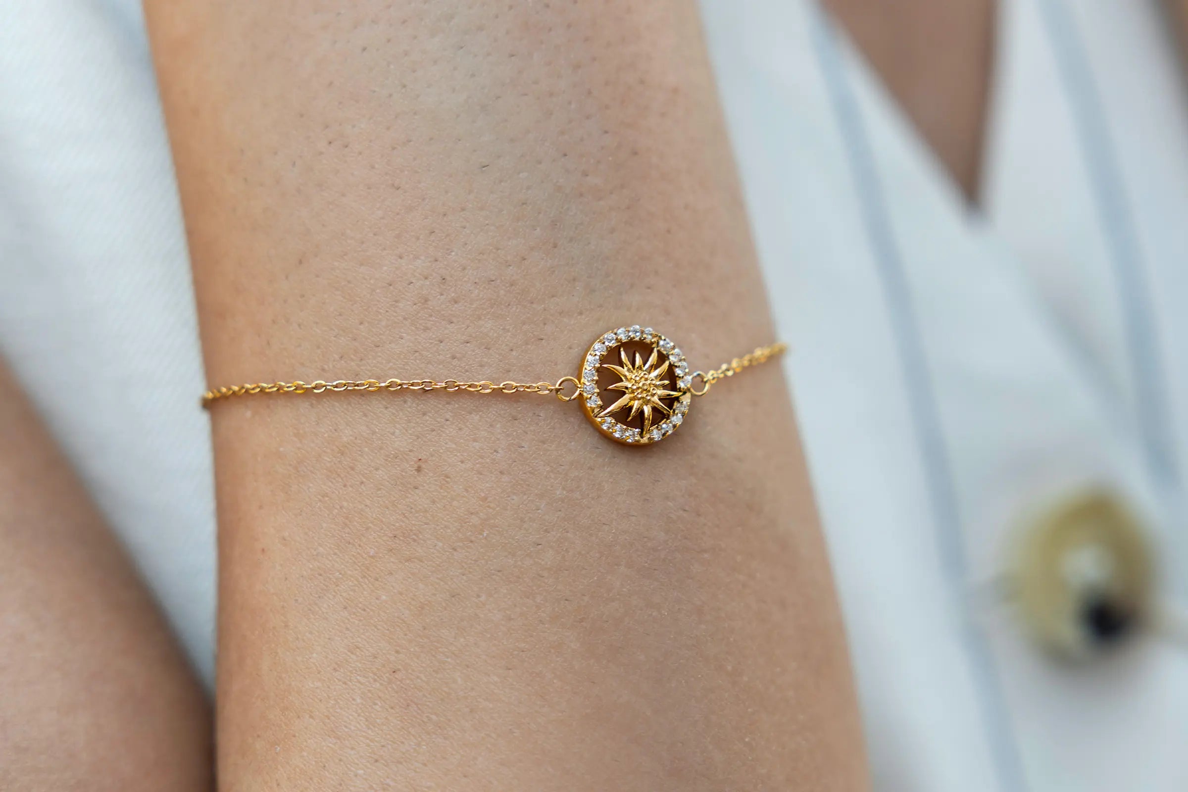 Jowissa Edelweiss Jewelry: Swiss Alpine Style Stainless Steel Bracelets and Necklaces in IP Gold.