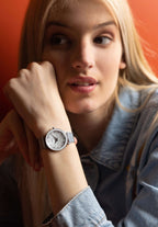 Swiss silver watch for ladies - watch with silver strap and white dial - made for women all from switzerland 