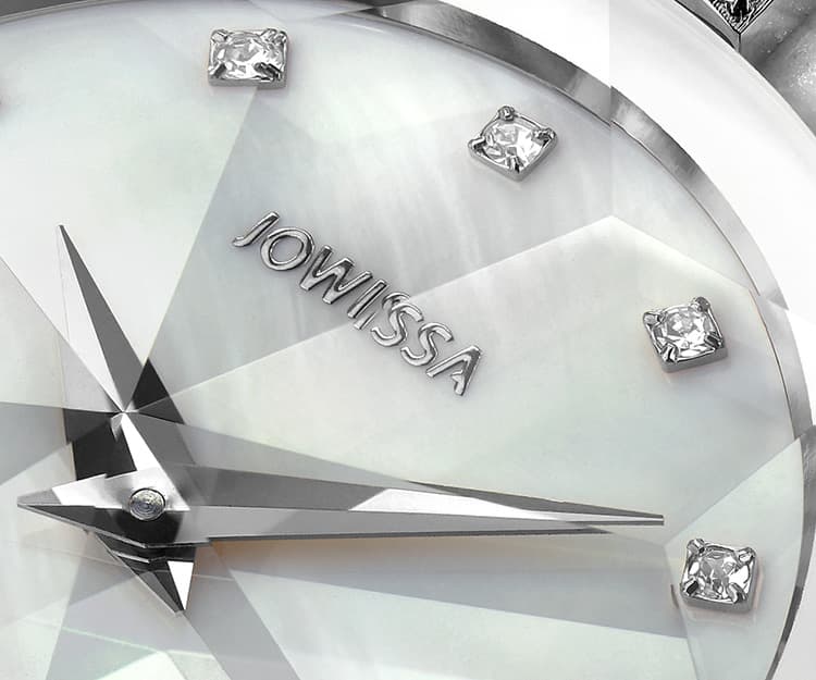 Signature Crystal Cut inspired by Diamonds Glass Facets on Jowissa watches, Swiss Made, Facet Strass. Best Swiss Ladies Watches.