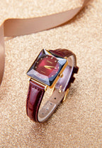 Red swiss watch for women - with red leather strap and red dial - all swiss made