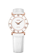 White watch for ladies with gold details on the front - swiss watch for women - all swiss made