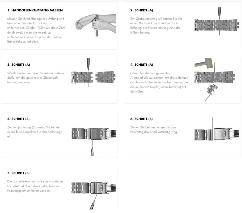 Längenanpassung für ein Edelstahlarmband
