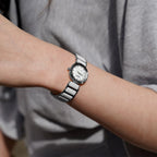 Swiss silver watch for women - with silver and white strap and dial - all swiss made watch for women