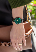 Swiss green watch for women - with black strap and green dial - all swiss made watch