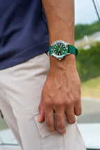 Swiss green watch for men - with green strap and green dial - specifically made for swimmers and divers