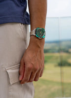Swiss octa 3 green watch for men - with silver strap and green dial - all swiss made watch for men