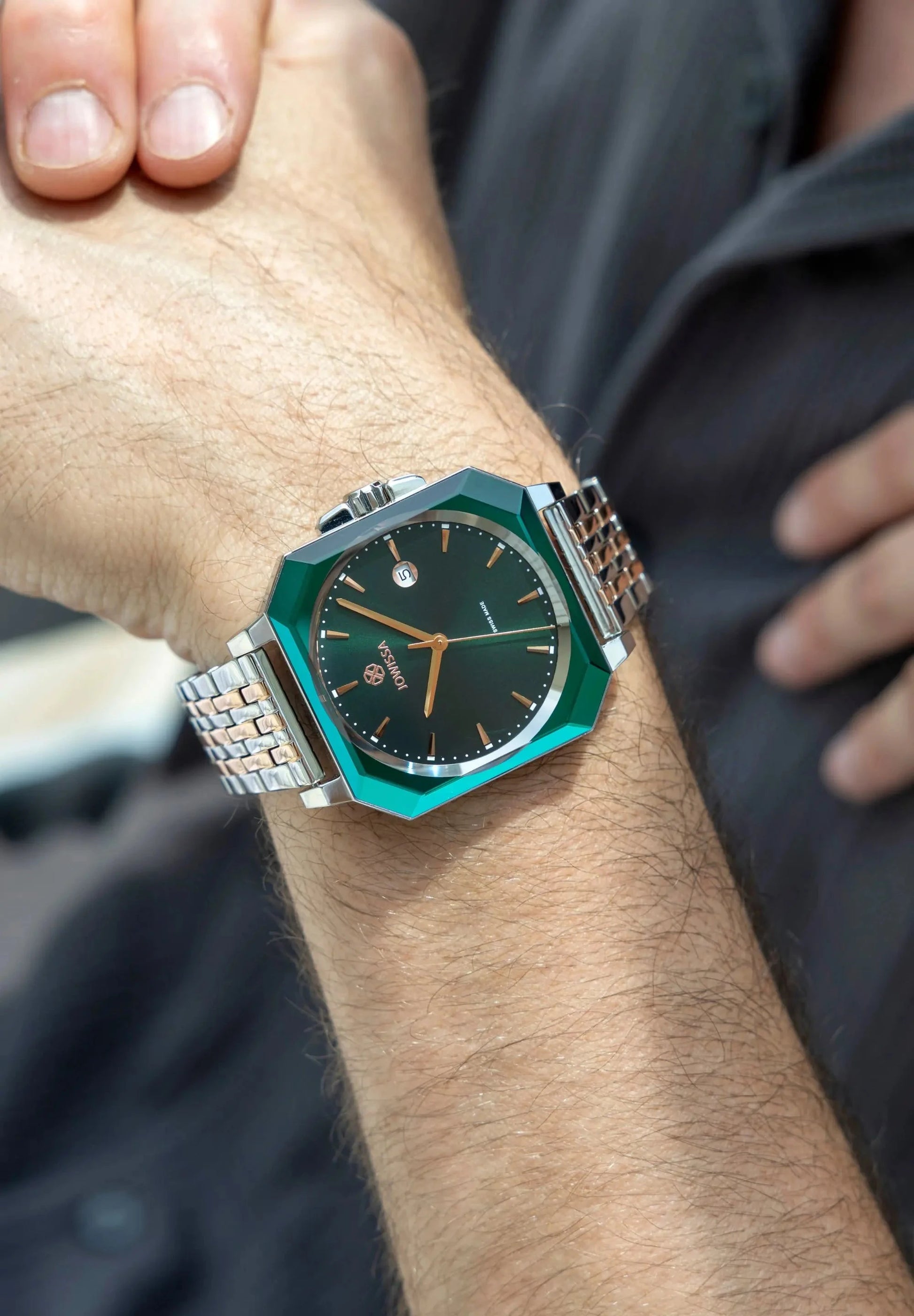 Green Rectangular Mens Watch Swiss Made Octa Jowissa