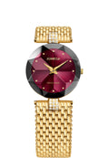 Swiss red watch for women with gold strap and red dial - all swiss made