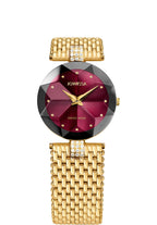 Swiss red watch for women with gold strap and red dial - all swiss made