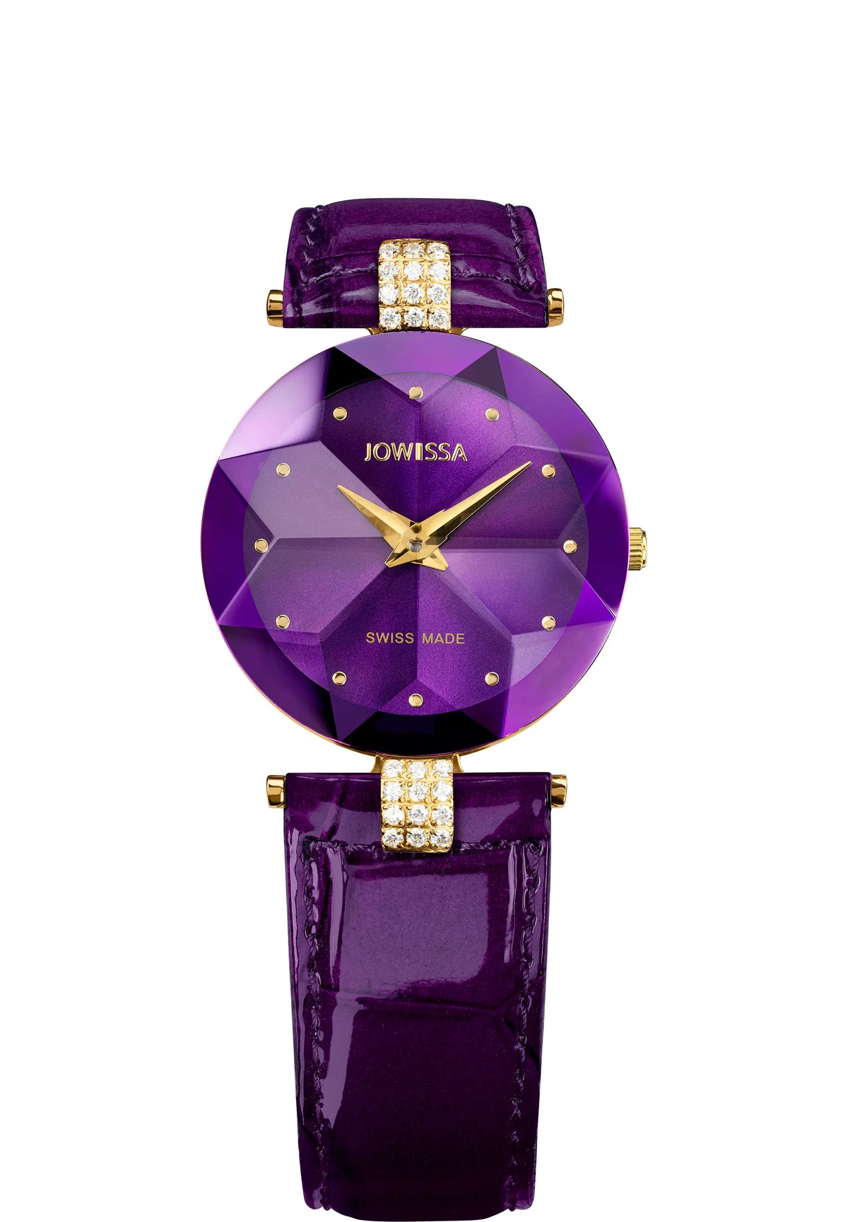 Swiss purple watch for women with purple leather strap and purple dial - all swiss made watch
