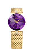 Swiss purple watch for women with gold strap and purple dial - all swiss made