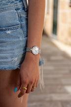 Swiss silver watch for women - with white dial - all swiss made watch for women
