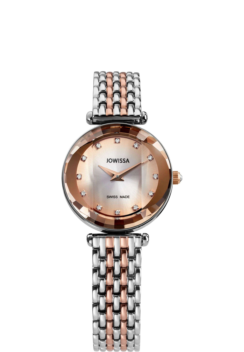 Swiss ladies watch with silver and gold strap and gold dial - all swiss made watch for women