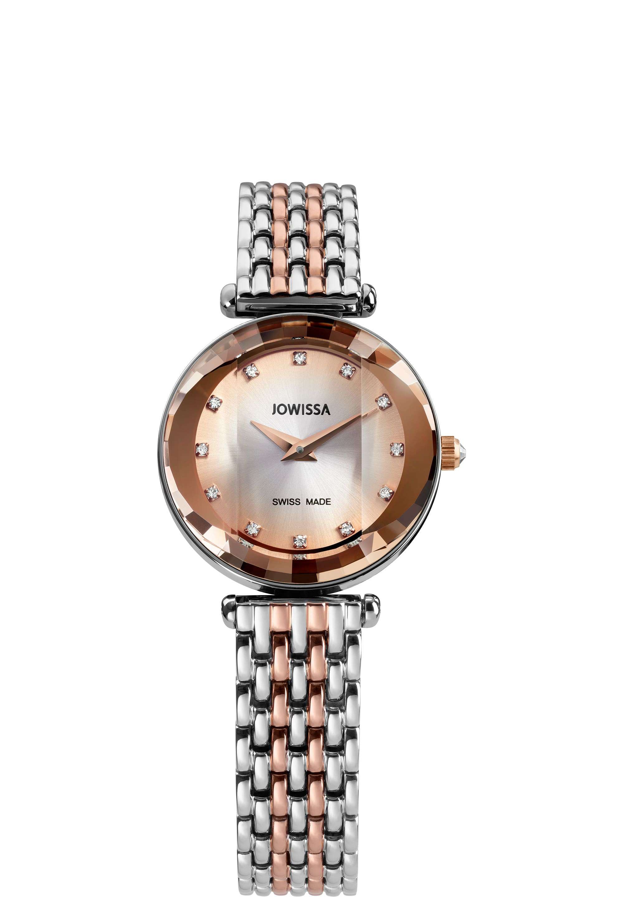 Swiss ladies watch with silver and gold strap and gold dial - all swiss made watch for women