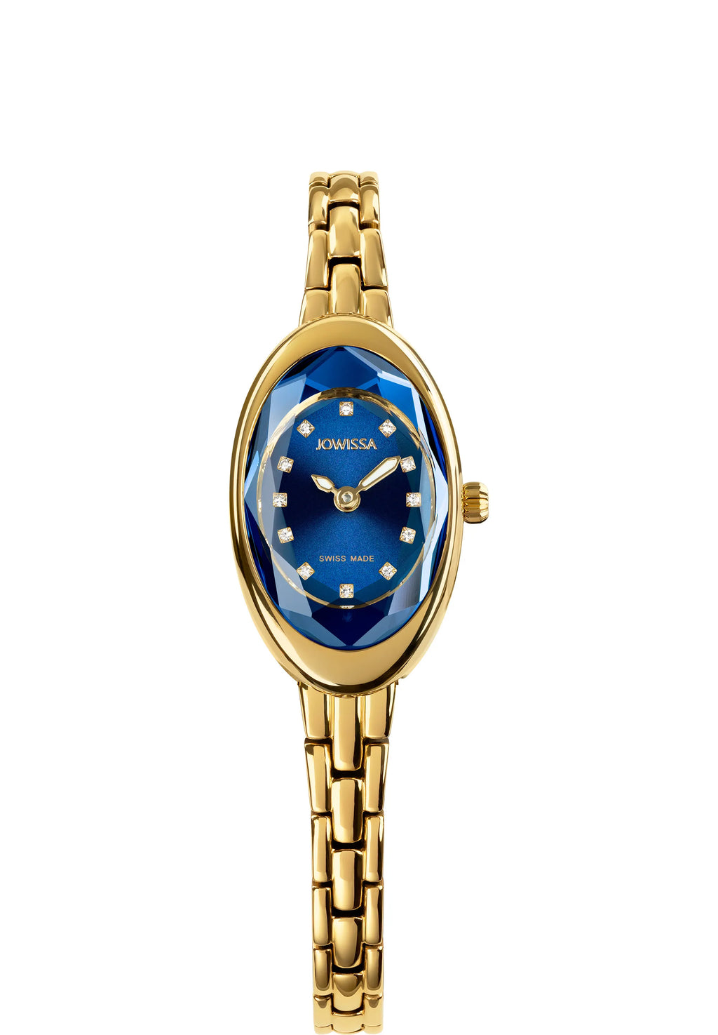 Facet Oval Petite Royal Blue Dial Gold Small Ladies Watch Swiss Made J5.897.XS