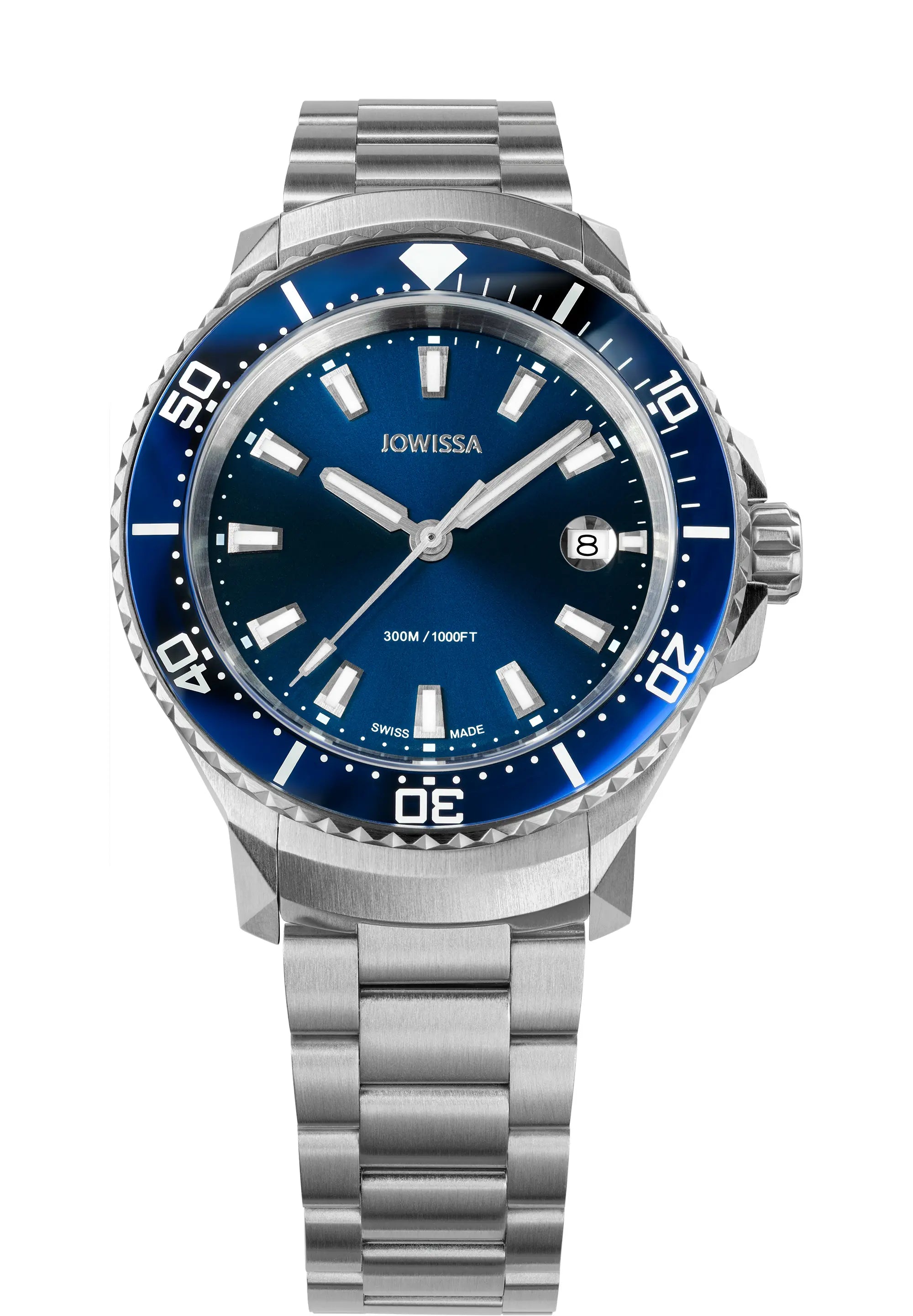 Swiss blue and silver watch for men - with blue dial and silver strap. - all swiss made watch for men