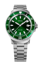 Swiss green watch for men - with silver strap and green dial - all swiss made watch for men