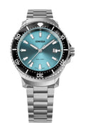 Swiss Silver watch for men - with silver strap and blue and black dial - swiss made watch for men