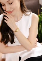 Most trendy Swiss Made watch for women . All gold with an octagonal case shape and an elegant jewelry like bracelet.