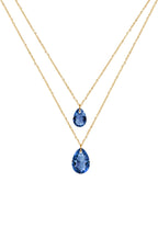 Front Image of Facet Pear | Womens | Necklace | Stainless Steel | gold | blue Stone | Fashion Jewelry | JS.0051 | Jowissa | Austrian Crystal