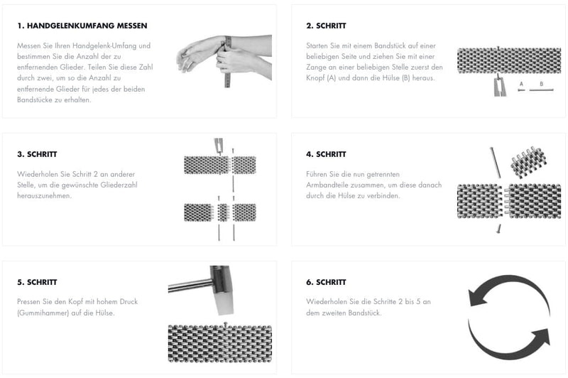 Milanaise Edelstahlbracelet kürzen