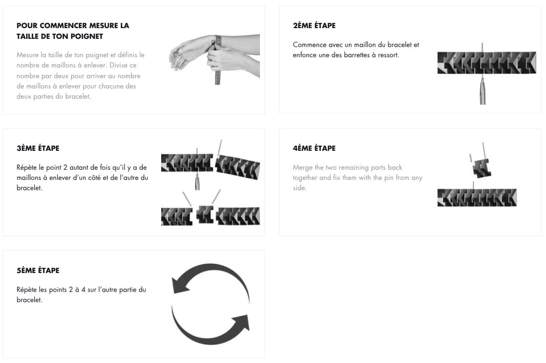 Raccourcir un bracelet en tungstène et céramique doté de tiges