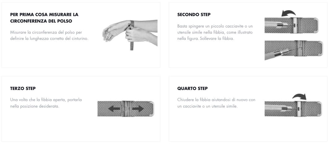 Regolare il cinturino di maglia del tuo orologio