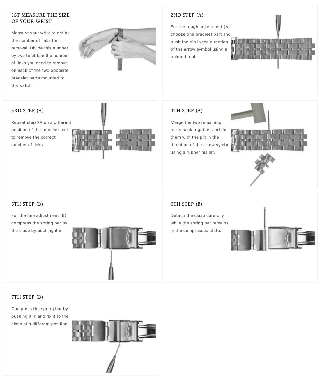 Sizing of a stainless steel watch bracelet by Jowissa
