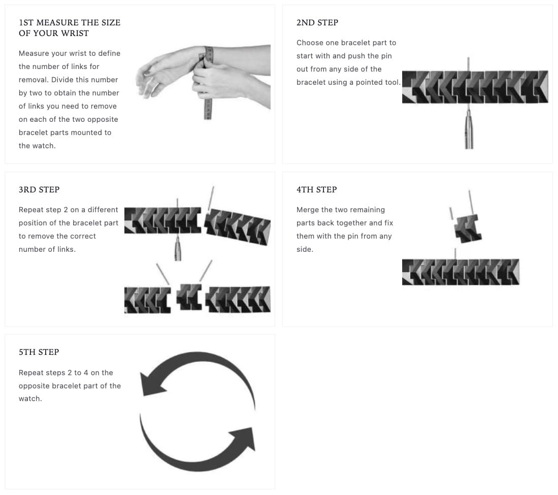 Sizing of a ceramic or tungsten watch bracelet by Jowissa