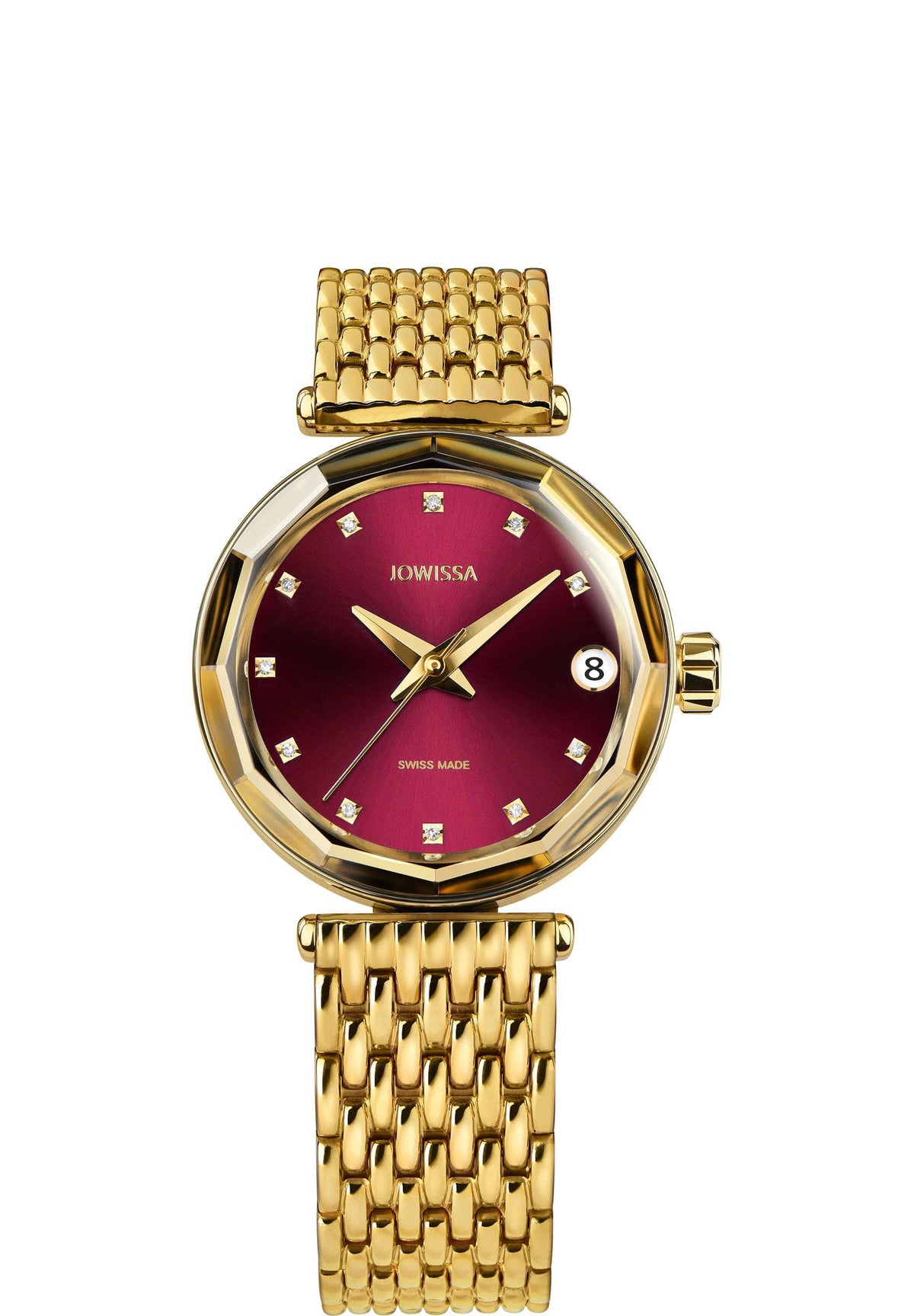 Gold Women\'s Watch with Burgundy Face Octagon XS Burgundy| Rosefield Official main image 2