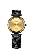 J1.296.M swiss black safira watch for women - with black strap and gold dial - all swiss made watch